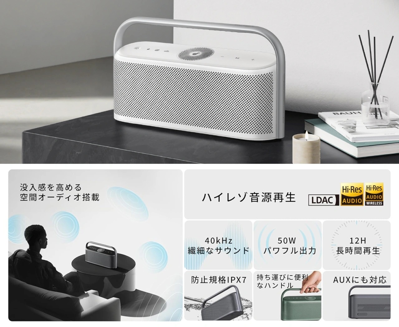 Anker、空間オーディオ対応の高音質スピーカー「Soundcore Motion X600」に新色ホワイトを追加