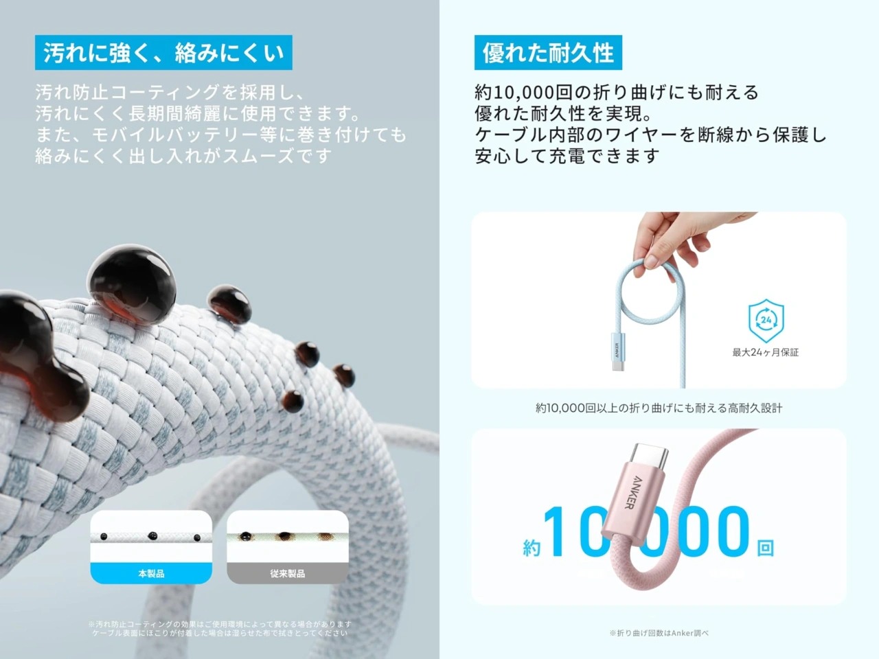 Anker Japan、厚さ約5.8mmの薄型コネクタでスマホケースにも対応しやすい高耐久USB-Cケーブル「Anker Zolo USB-C & USB-C（240W）」発売